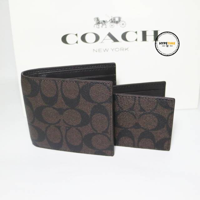 Coach brown signature wallet / coach signature original ( 3 in 1 set )