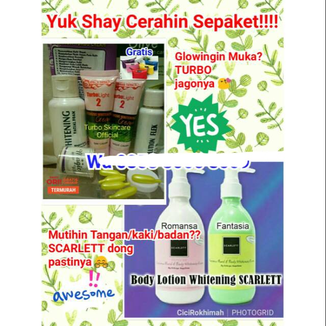 Paket Turbo Cream + Scarlett body lotion Whitening ORIGINAL