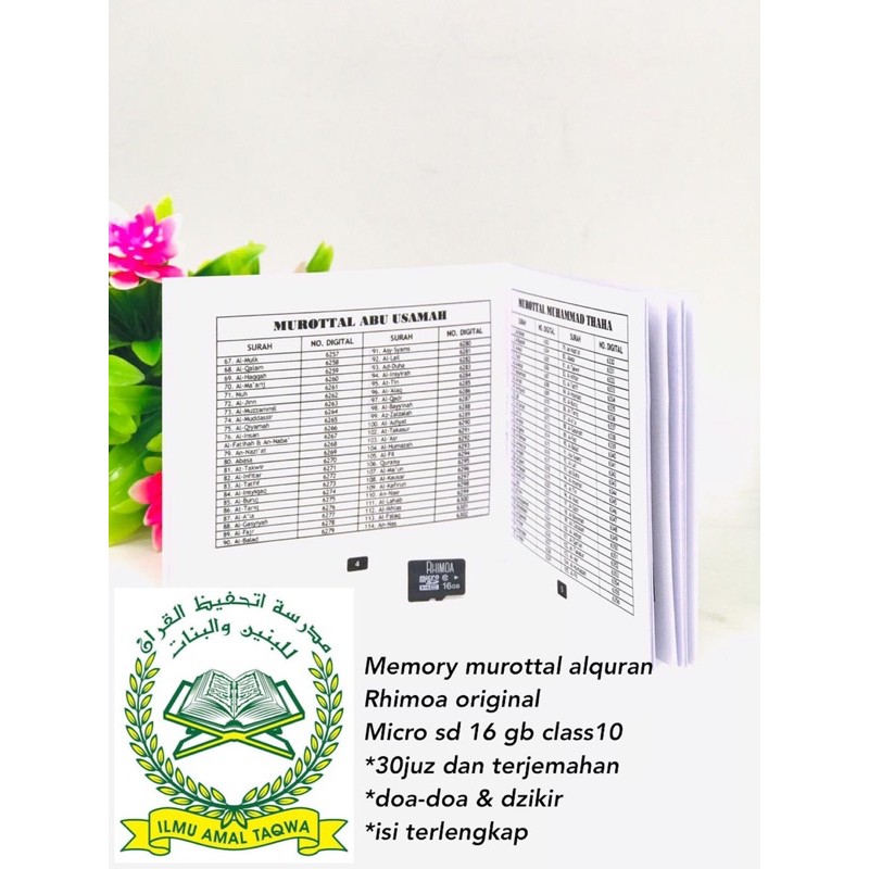 MEMORY ALQURAN KUMPULAN DOA DOA MICRO SD 16GB dan 32GB RHIMOA ORIGINAL KUALITAS SUARA HD 30JUZ