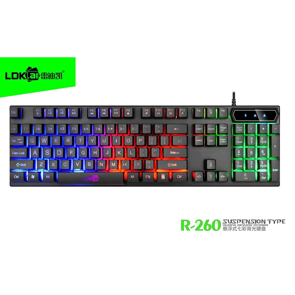 LDKAI Gaming Keyboard RGB LED Wired - R260 - Black White