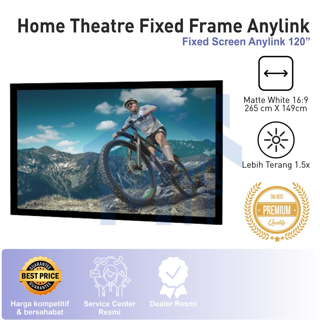 LAYAR FIX SCREEN FIX FRAME home Theathre AnyLink 120&quot; Matte White 16:9