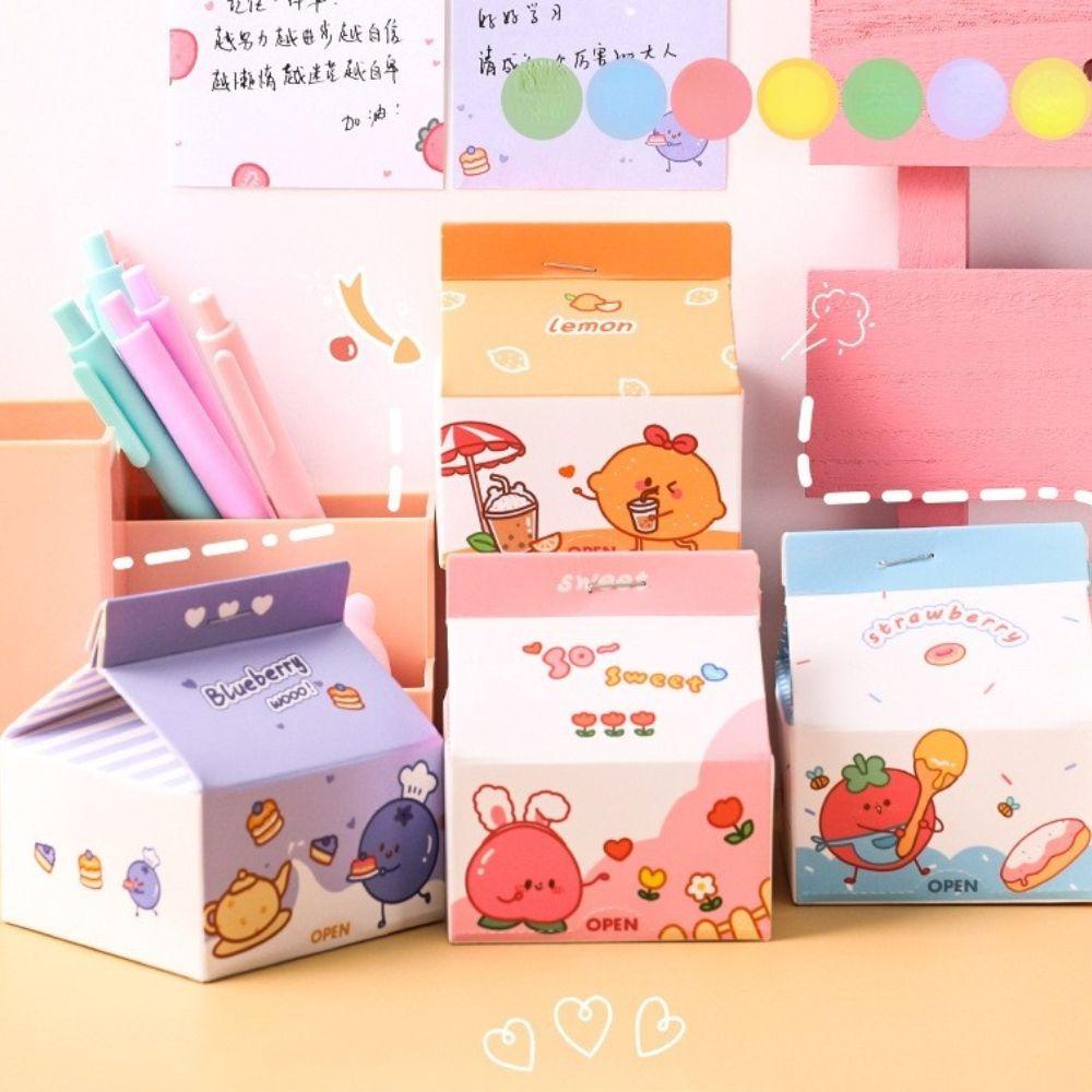 Lanfy Milk Carton Memo Pad Lucu 200lembar Scrapbooking DIY Notepad Alat Tulis Siswa To Do List Pesan Notes