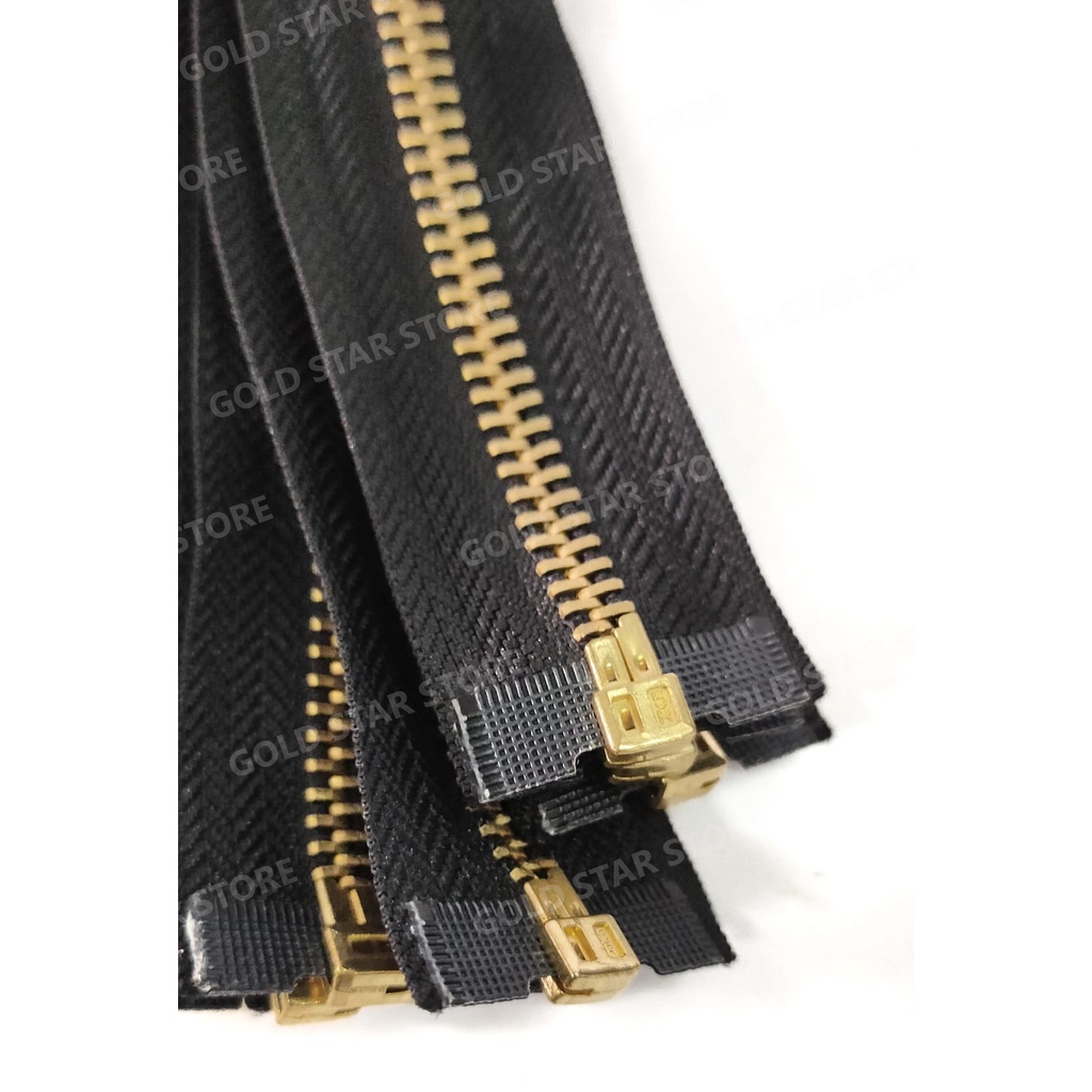 Resleting Besi Gigi EMAS No 5 Ritsleting Kuningan Gigi Besar Mas Gold Zipper Metal Zipper