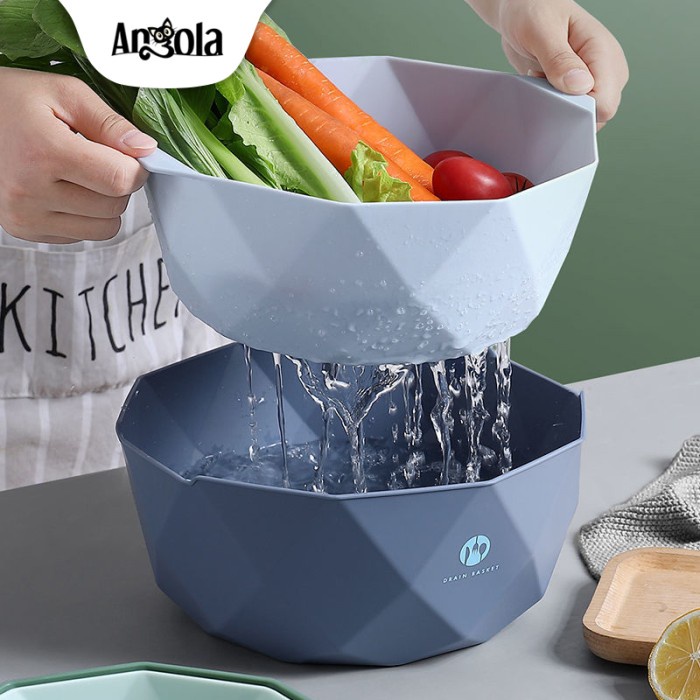 

DAPUR PENYIMPANAN MAKANAN DRAIN BASKET E65 WADAH BASKOM KERANJANG PENGERING CUCI BUAH SAYUR HR321