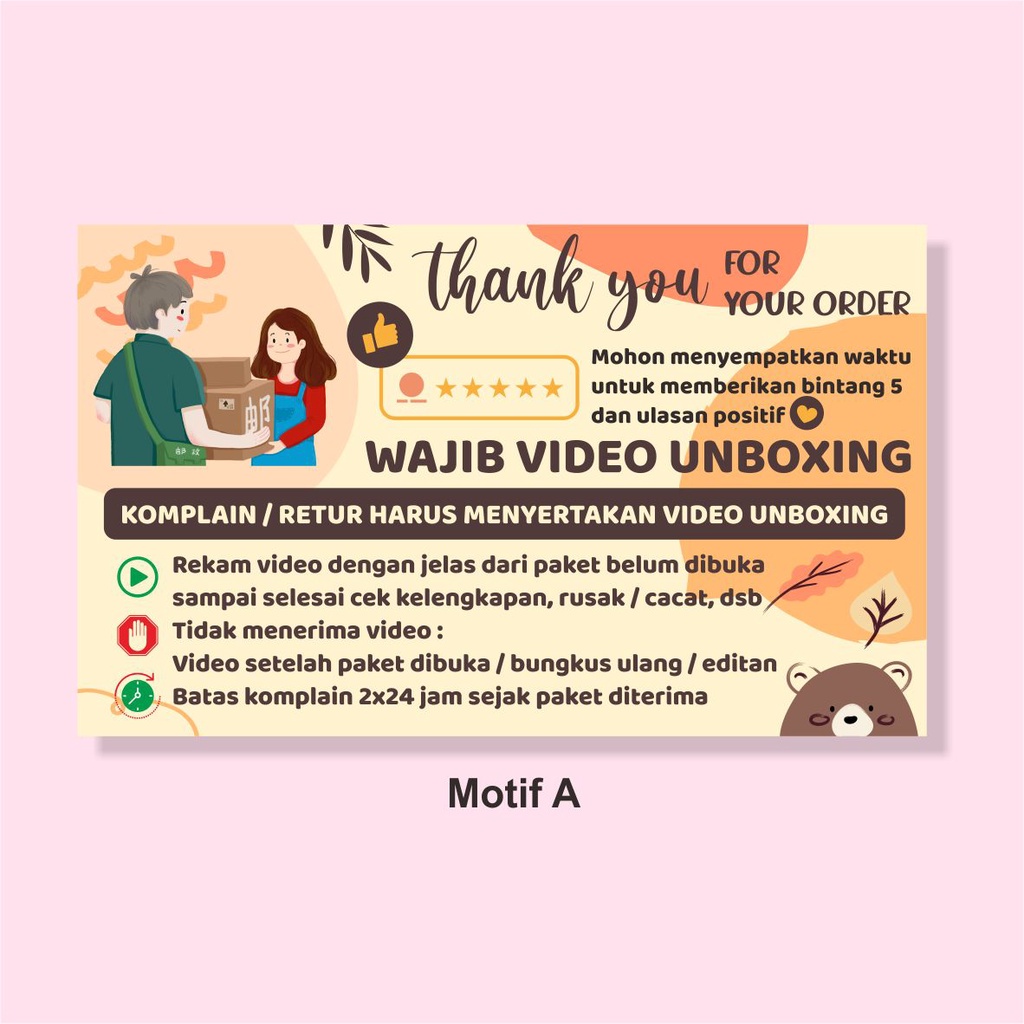 

Stiker / Kartu Label Wajib Video Unboxing Cute