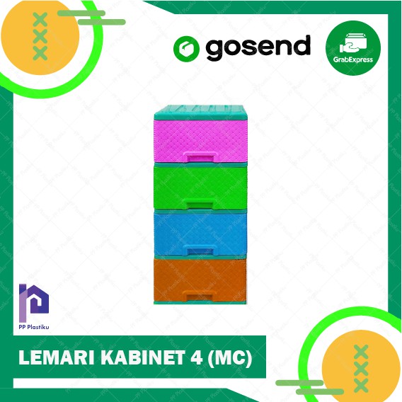 LEMARI KABINET [SUSUN 4 TINGKAT] / RAK LACI BAJU PLASTIK - WARNA WARNI