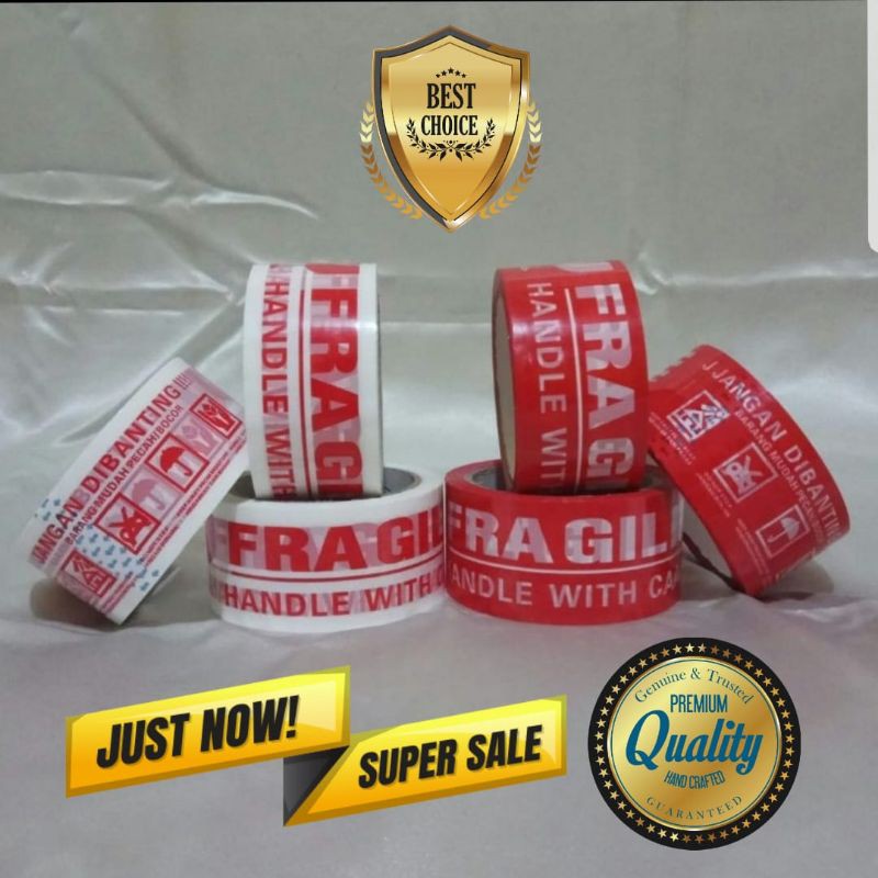 

LAKBAN FRAGIL MERAH (48 x 60 yard) / PUTIH PROMO MURAH ( 48 MM X 50 yard ) / ROLL