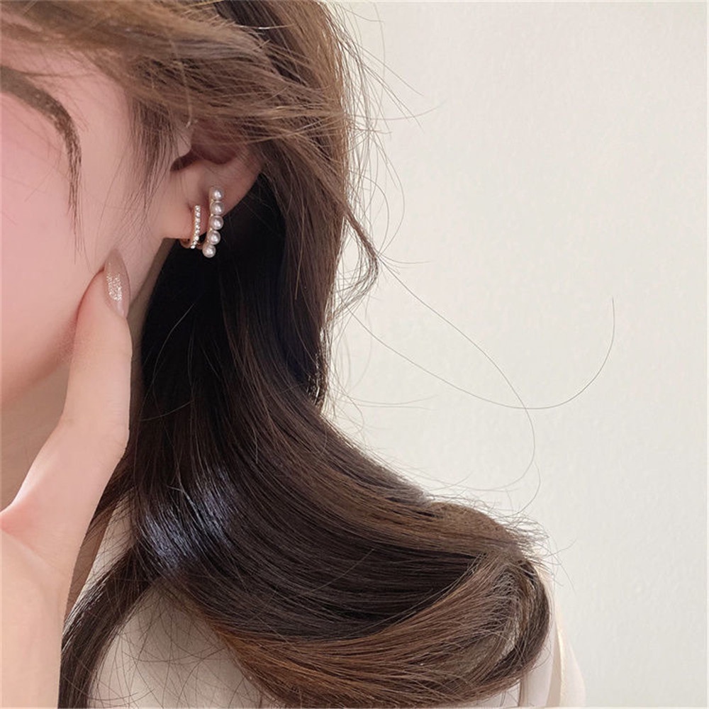 【COD Tangding】Anting Mutiara Zirkon Ganda Serbaguna Gaya Retro Perancis Untuk Wanita