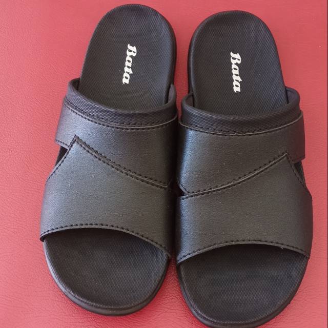 Sandal bata pria model selop hitam polos
