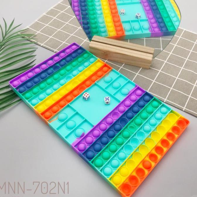 POP IT BATTLE DICE JUMBO RAINBOW PASTEL PINK POP IT GAME BOARD DADU - Biru