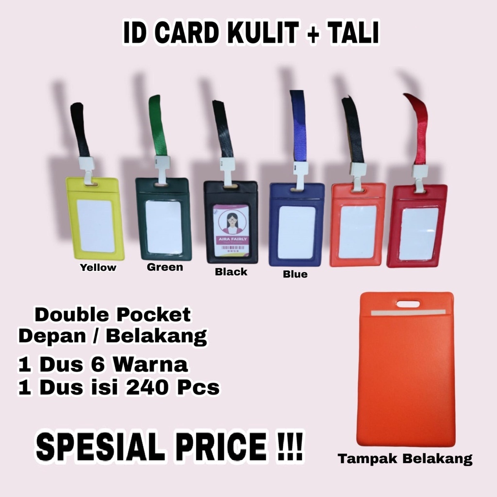 

( BUY 3 GET 1 DOMPET KOIN , BERLAKU KELIPATAN) ID CARD KULIT/ LEATHER + TALI 1 CM DOUBLE POCKET 6 WARNA MENARIK TERLARIS/SPESIAL PRICE/HIGH QUALITY