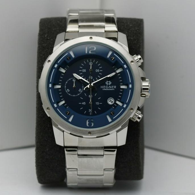 Mudah Jam Tangan Pria Hegner 5035 Silver Blue Original Hot Sale