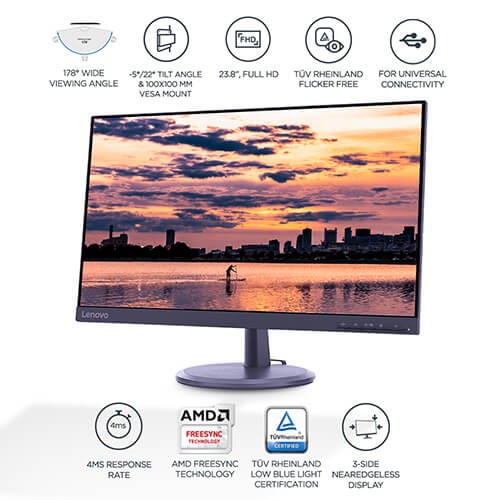 Lenovo D24-20 - 23.8-inch Borderless FHD Monitor