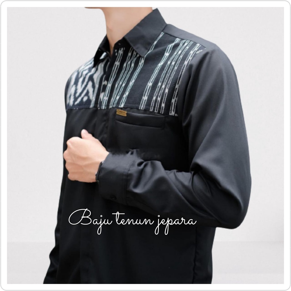 Kemeja toyobo mix tenun troso baju tenun jepara KT023