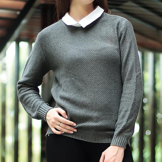 Colar Longsleeve Knit Top/ rajut import murat/ rajut zara