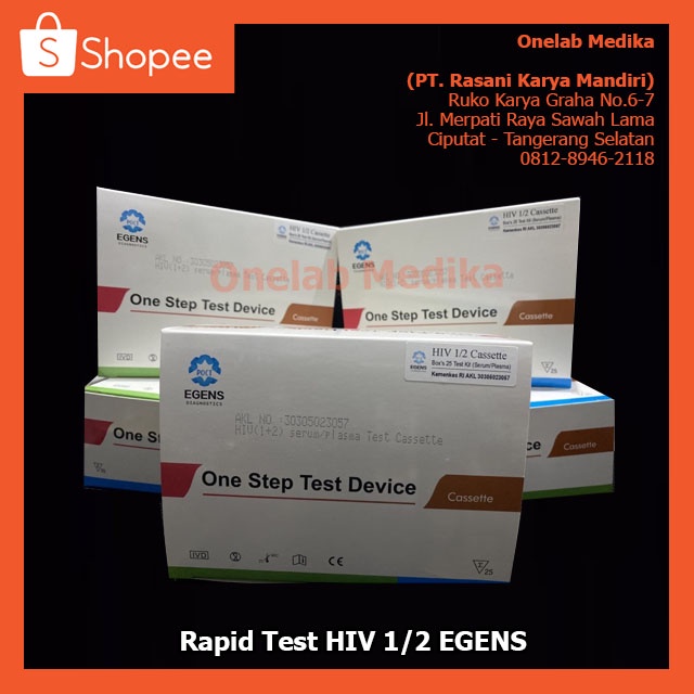 RAPID TEST HIV 1/2 CASSETTE ONE STEP TEST DEVICE EGENS HARGA MURAH SURABAYA MAKASSSAR MEDAN KALIMANT