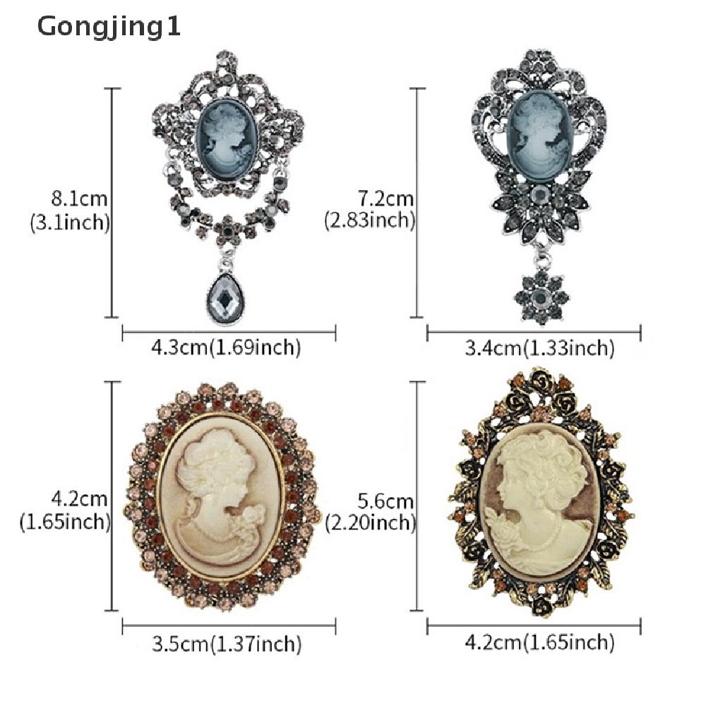 Gongjing1 Bros / Pin Gaya Vintage Motif Ratu Aksen Kristal + Berlian Imitasi Untuk Aksesoris Wanita