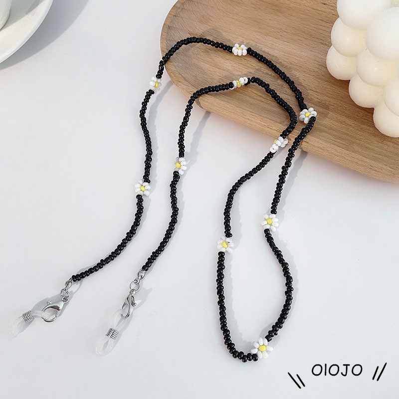 Bunga Bohemian Buatan Tangan Manik-manik Wanita Gadis Boho Permen Warna Tali Kacamata Lanyard - ol