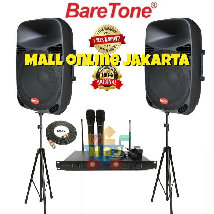 Paket Baretone 15 inch speaker aktif sound system mic wireless aktiv