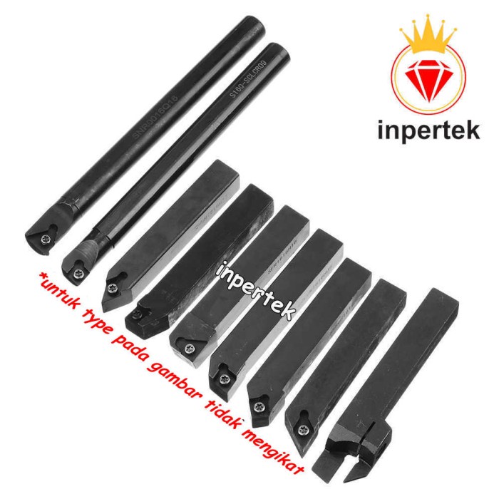 Pahat Bubut Set 7 Pahat Bubut Luar dan Dalam 12 mm Boring Holder Bubut