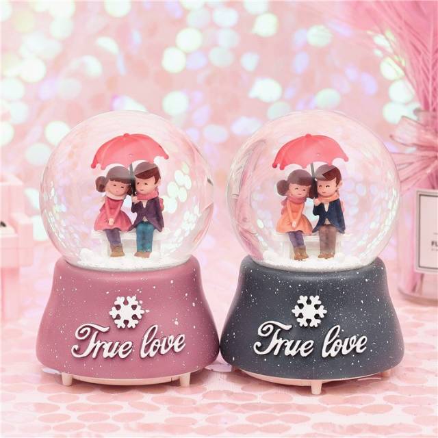 Snowball True Love romantis couple  kotak musik bola salju lampu bola kristal salju hadih kado unik