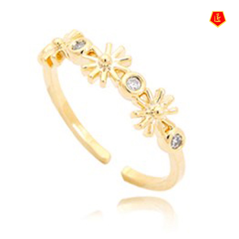 [Ready Stock]Simple Elegant Golden Flower Ring