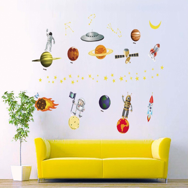 RELIZA WALL STICKER / STIKER DINDING PLANET LUAR ANGKASA ASTRONOT STUDY BELAJAR ANAK JM8351