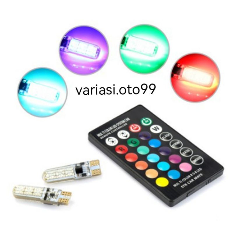 LAMPU LED SENJA KOTAK T10 5050 SMD RGB REMOT 12LED DAN 6LED