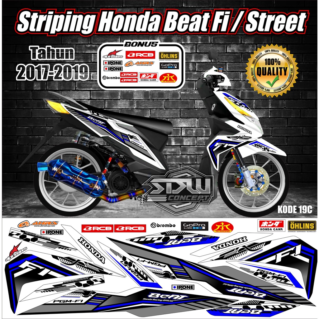 Striping Beat 2017-2019 Variasi Stiker Lis Motor Beat Kode 19