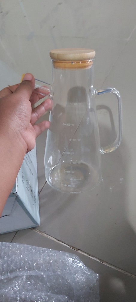 Botol Tempat Minyak Teko Teh Tutup Bambu / High Borosilicate Glass Jar With Bamboo Lid Im-016