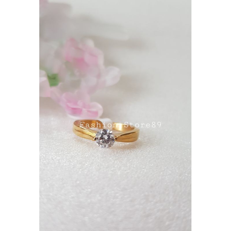 New cincin permata putih Titanium gold impor Fashion cincin emas titanium permata putih bestseller