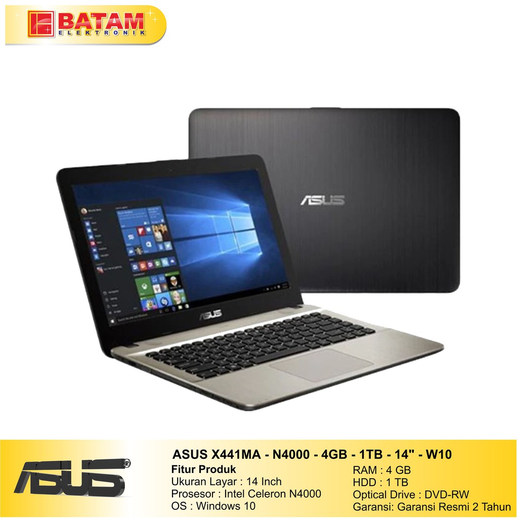 Asus Vivobook X441MA-GA012T Notebook - Silver [Intel N4000/ 4GB/ 1TB/ Win 10 Home/ 14 Inch]