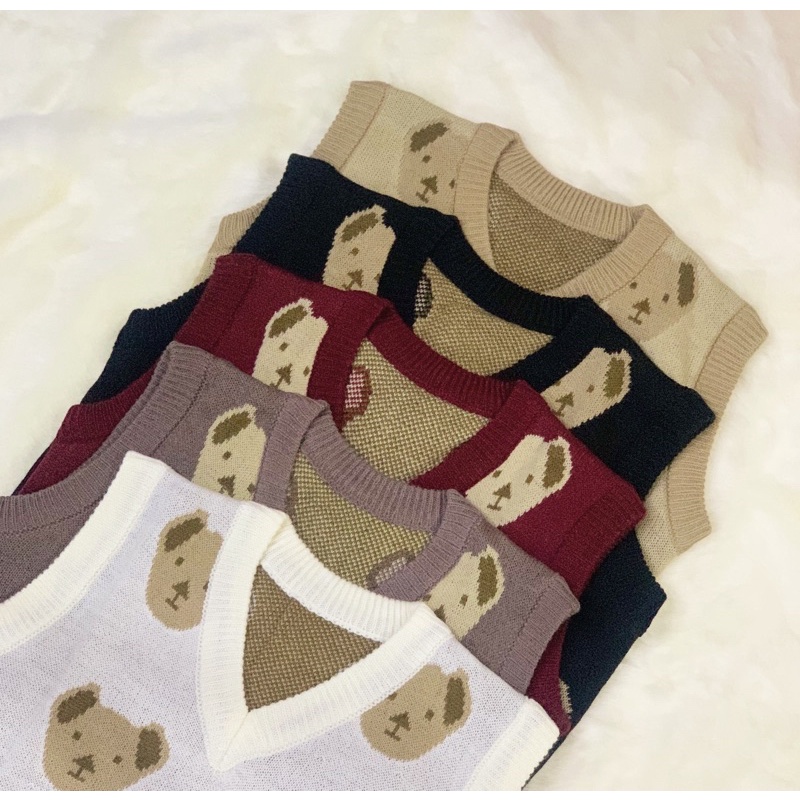 BEAR VEST KNIT IMPORT PREMIUM _rompi korea-rompi rajut-Rajut_komputer