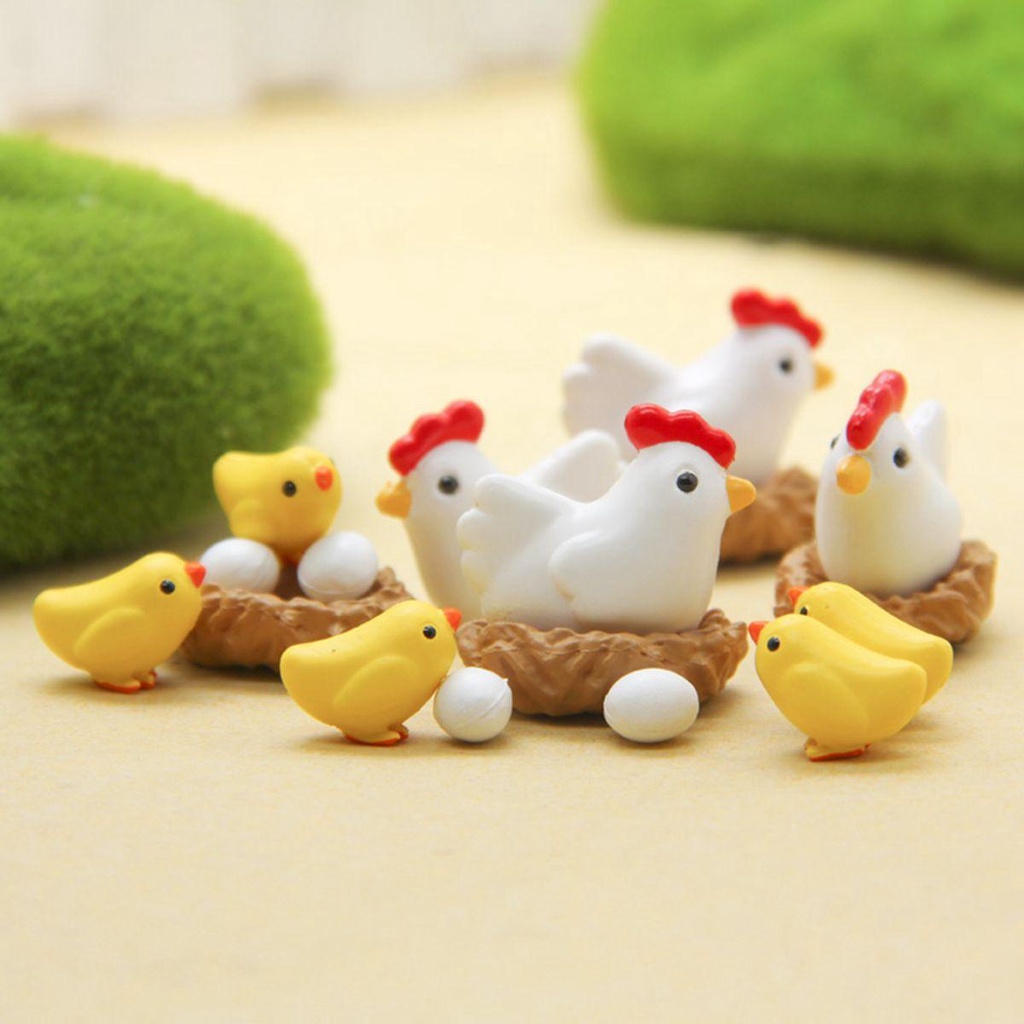 [Elegan] Miniatur Indah Peri Taman Lanskap Mikro Mini Hen Chick Telur Henroost Ornamen Kecil