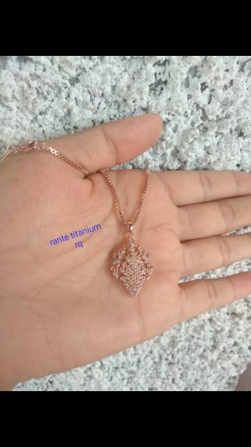 Kalung titanium liontin replika berlian,awet, tahan lama