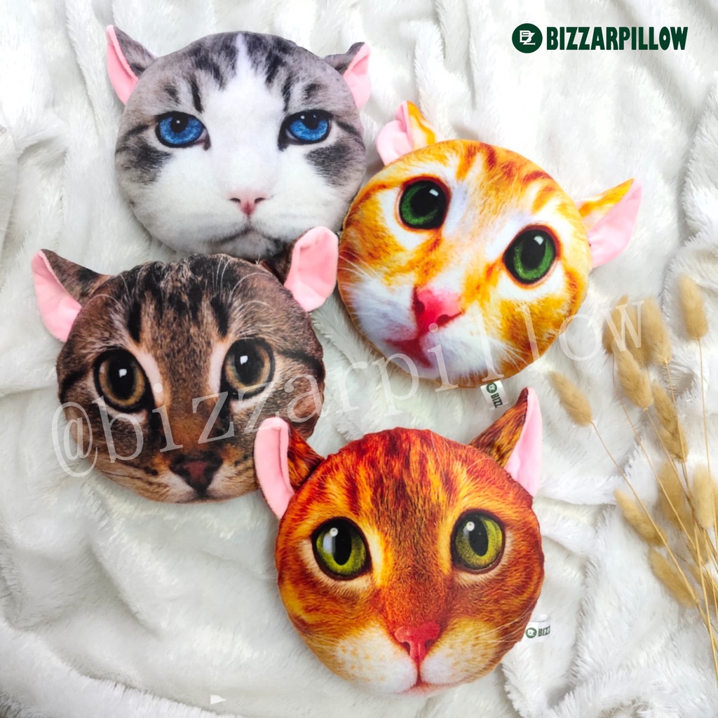 Bizzarpillow Bantal Kepala Kucing Rasfur size S BZ050