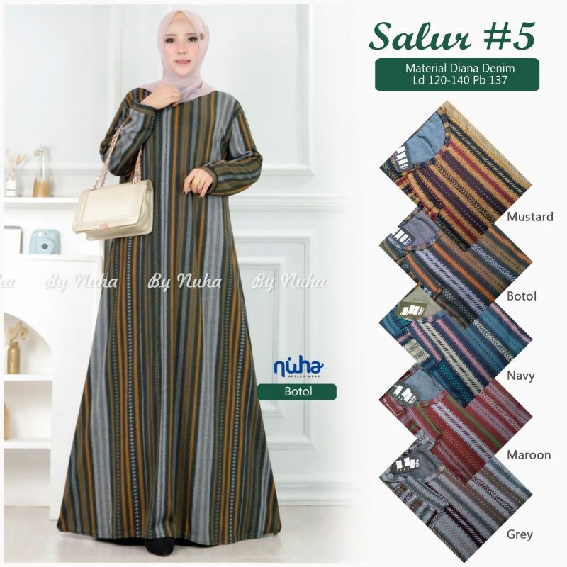 Salur maxy - LD120-130 Gamis Diana Denim Jumbo Bigsize Oversize Bumil / 025-6999