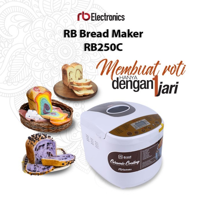 Bread Maker RB250C Kapasitas 1000g Wadah Ceramic Coating Low Watt