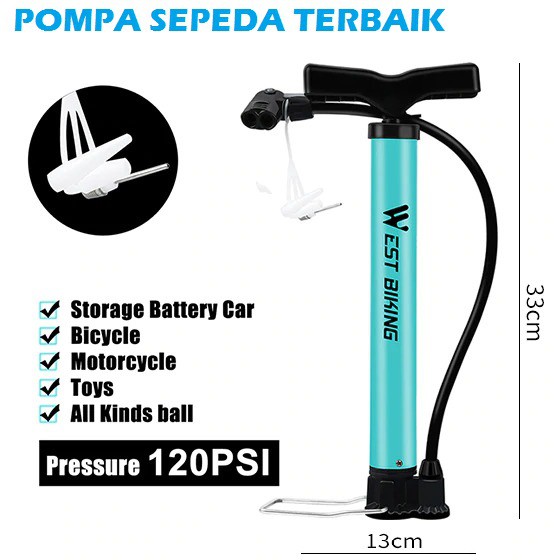 West Biking Pompa Angin Ban Sepeda 120 PSI - YP0711 - Blue