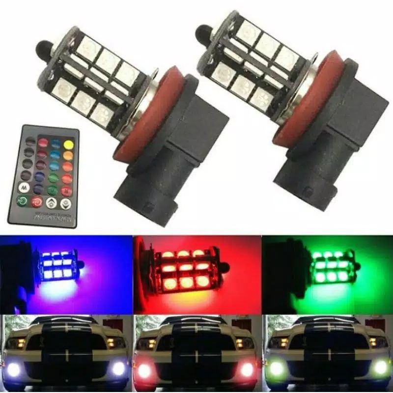 SEPASANG LED FOGLAMP H11 H8 H16 REMOTE RGB AVANZA XENIA ERTIGA RUSH TERIOS AGYA AYLA CALYA SIGRA