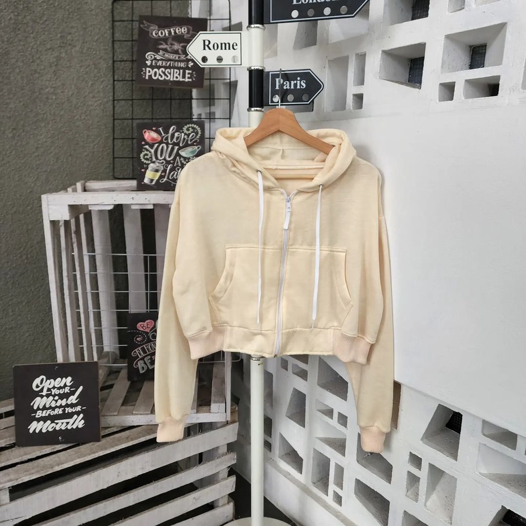 ZIPPER CROOPE SWEATER - SWEATER HOODIE CROOPE / SWEATER ATSAN WANITA TERBARU / SWEATER KOREAN STYLE - SWEATER TERBARU - HOODIE FASHION WANITA KEKINIAN - SWEATER OOTD WANITA TERBARU