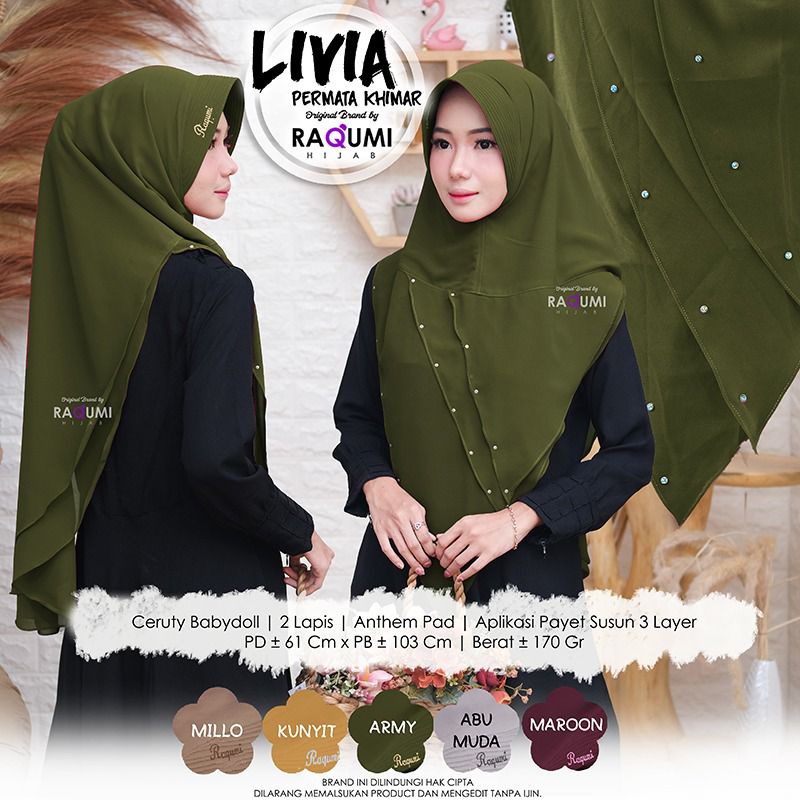 Livia permata Khimar Original Raqumi Hijab