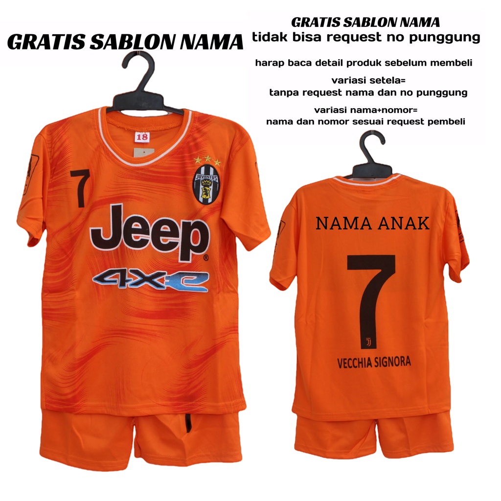 Setelan baju bola anak size jumbo 22.24.26 10-14 thn