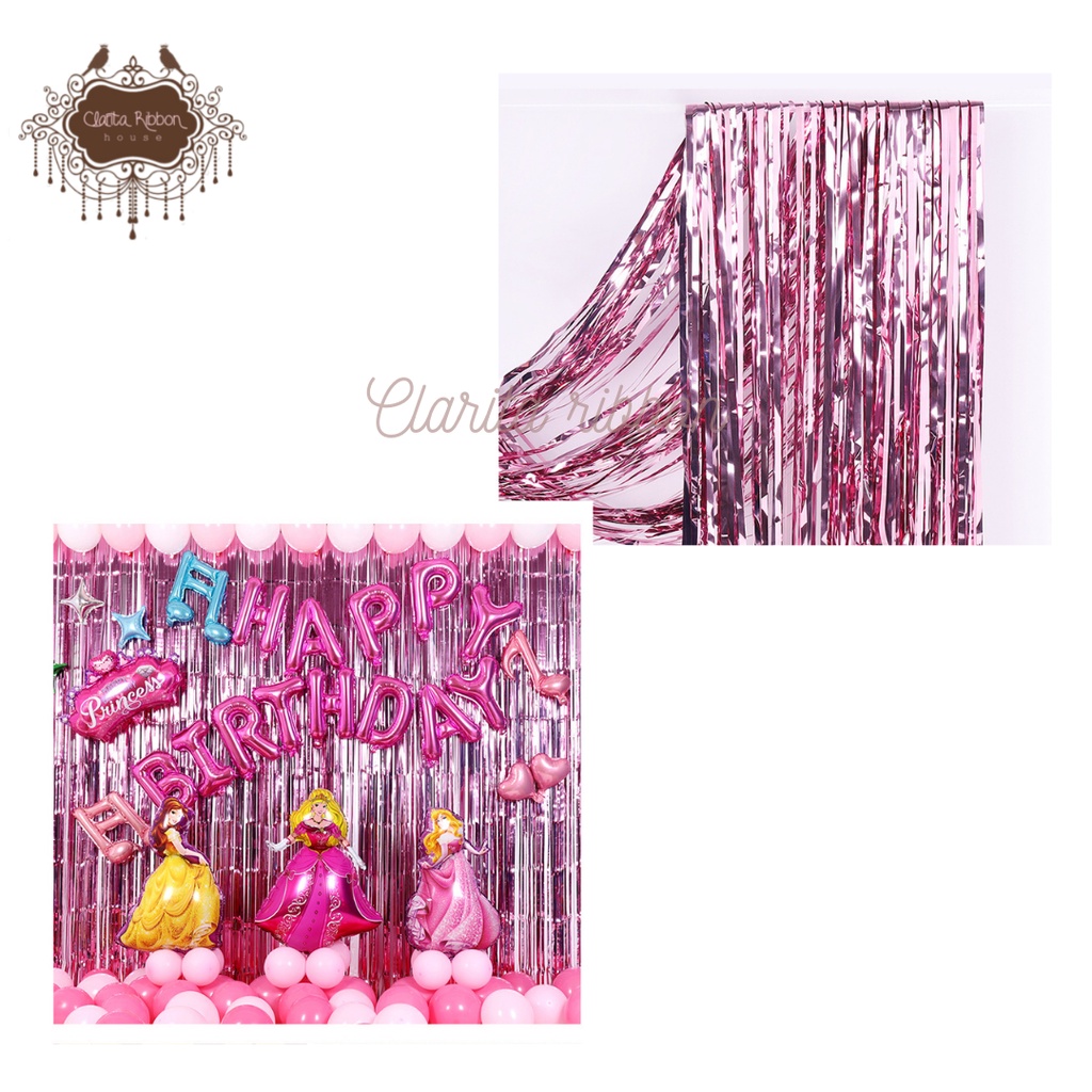 Curtain foil metalic/ tirai foil import /rumbai foil backdrop