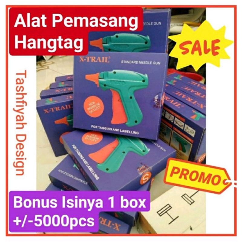 

alat pasang tembak hang tag gun label baju tembakan hantag X-Trail Xtrail cetak lebel plus isinya 1 box sekitar 5000pcs
