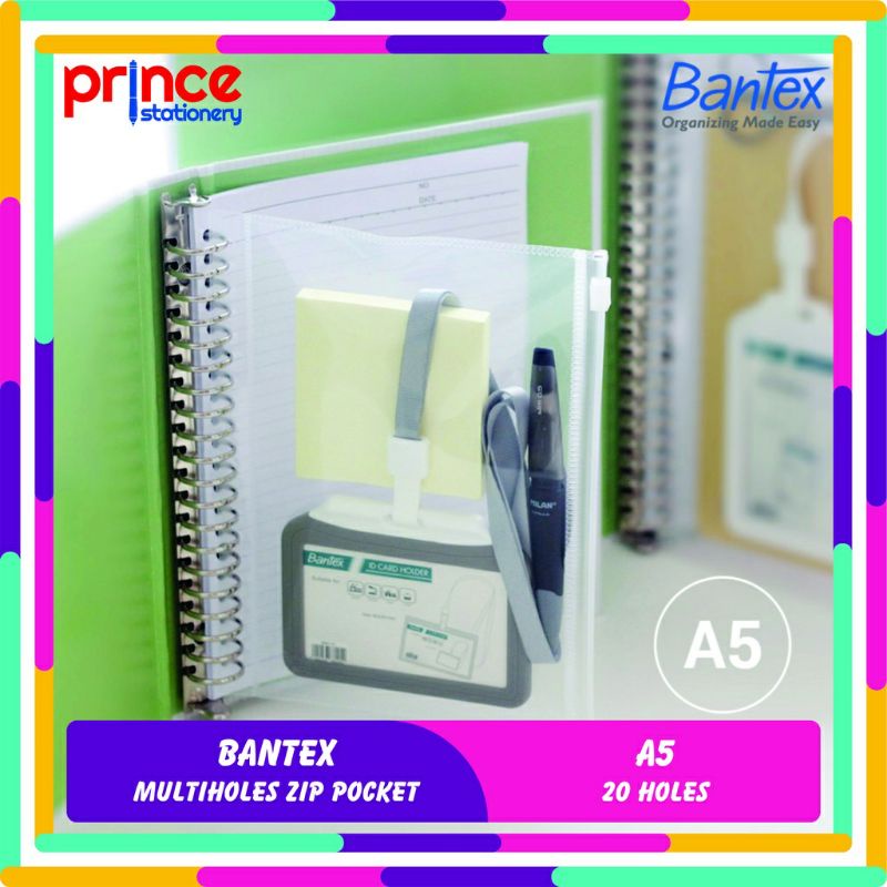 

Bantex Multiholse Zip Pocket A5 PP 8072 20 Holes