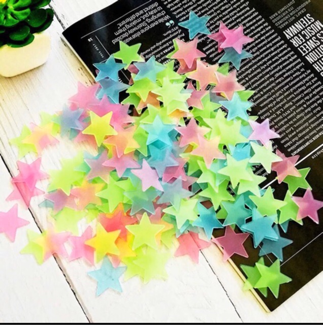 ( SET ISI 100 PCS ) STICKER DINDING MODEL BINTANG 3D GLOW IN THE DARK