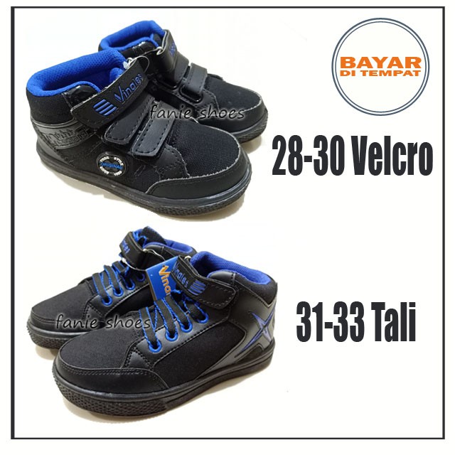 Vinales Star 28-33 / Sepatu Sekolah Hitam Anak Laki Murah / Sepatu Boots Anak Laki