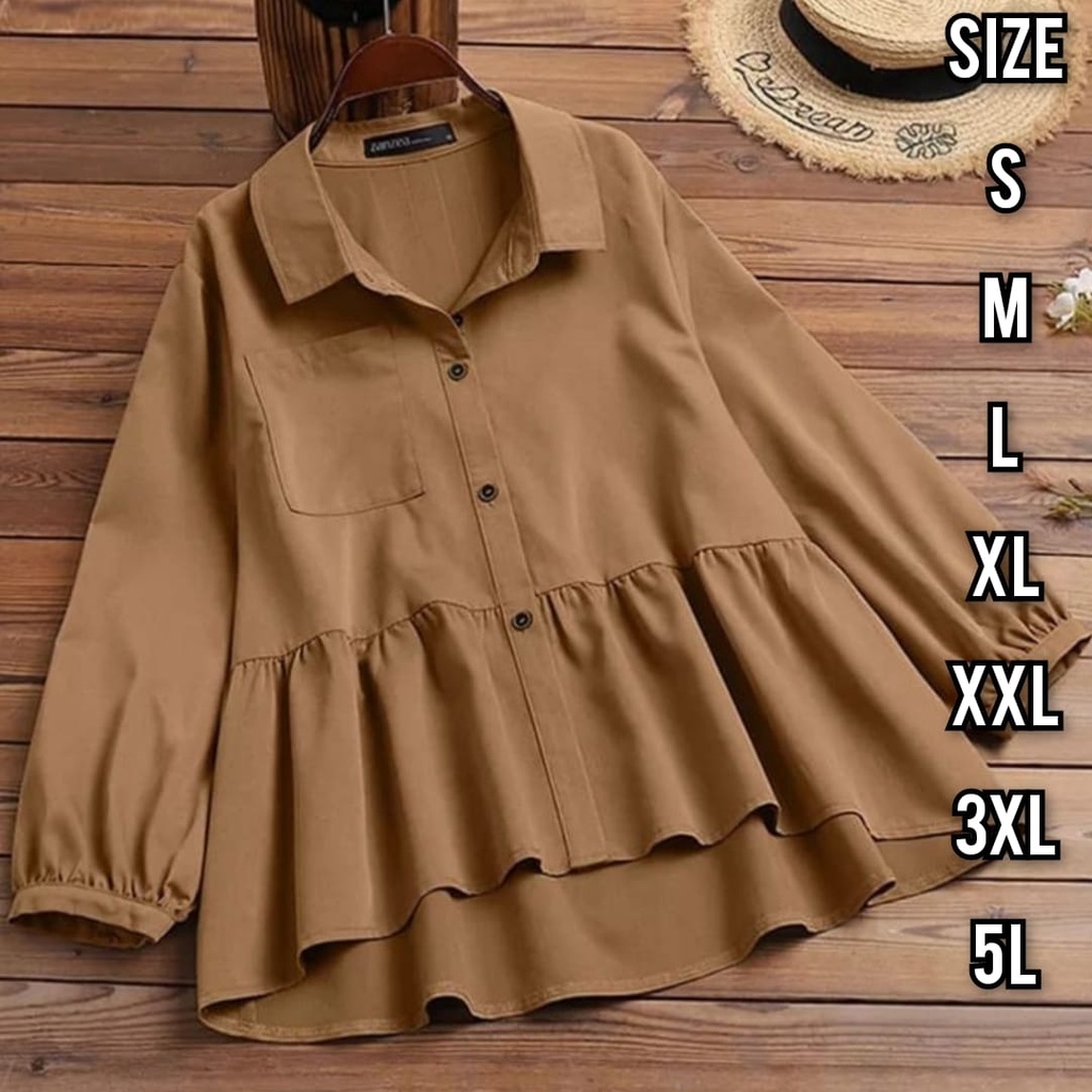 Doney Blouse - SIze S M L XL XXL 3XL 4XL/5L - Blouse Korea Jumbo - Atasan Wanita Jumbo - Kemeja Wanita Polos Jumbo