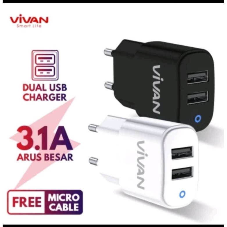 Charger Vivan VP01 Free Kabel Micro